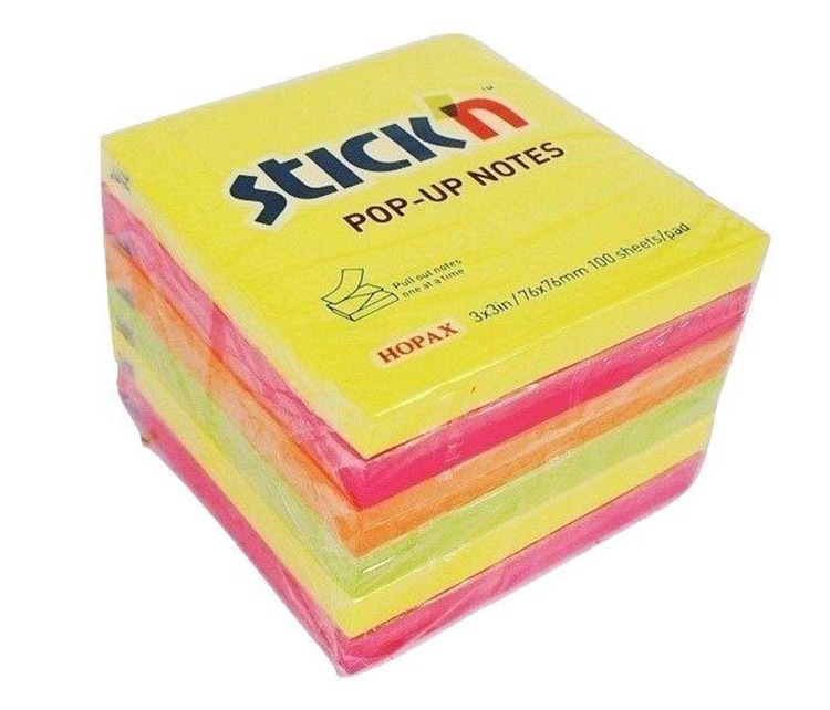 Viestilappu Stick'n Pop-Up 76x76mm värilajitelma 6 kpl