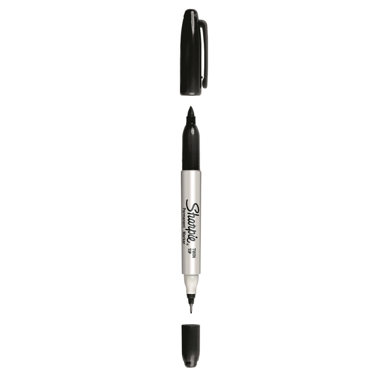 Huopakynä Sharpie kaksipäinen F+EF musta blisteri