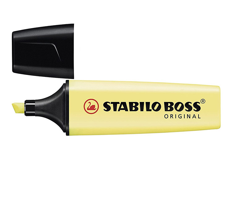 Korostuskynä Stabilo Boss Original pastellinkeltainen