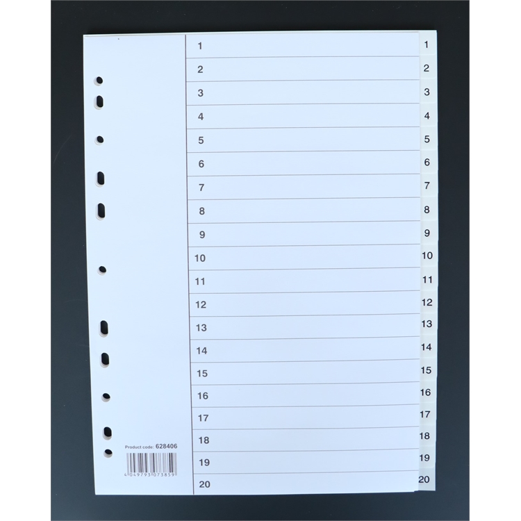 Numerohakemisto Esselte A4 muovi 20-osainen