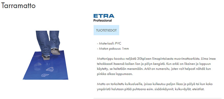Tarramatto Etra sininen PVC 120 kpl
