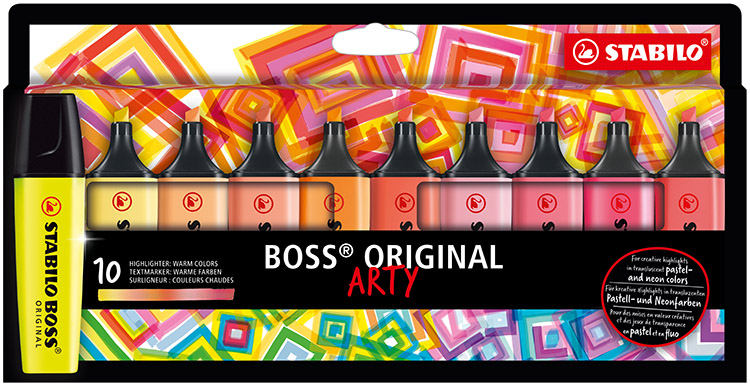 Korostuskynä Stabilo Boss Original Arty lämpimät värit 10kpl