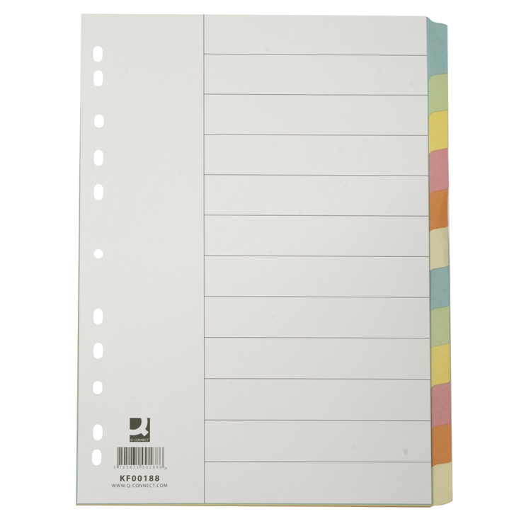Hakemisto Q-CONNECT blanco kartonki A4 12-os värilajitelma
