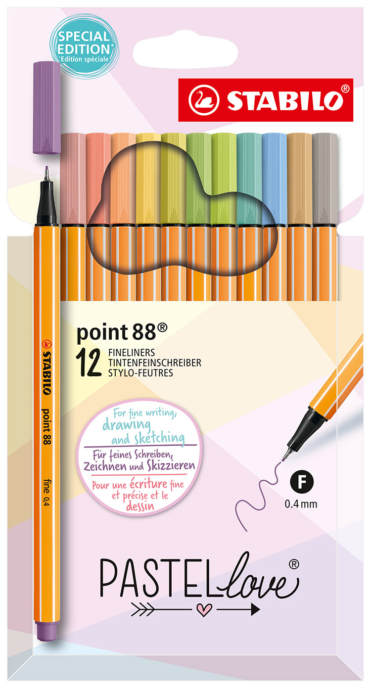Kuitukärkikynä STABILO Point 88 Pastel Love värilaj /12
