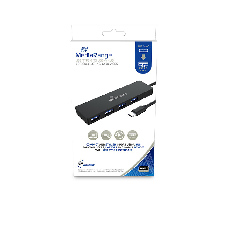 Hub MediaRange USB-C to 4 x USB A 3.0
