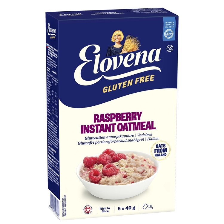 Annospikapuuro Elovena gluteeniton vadelma 5 pss