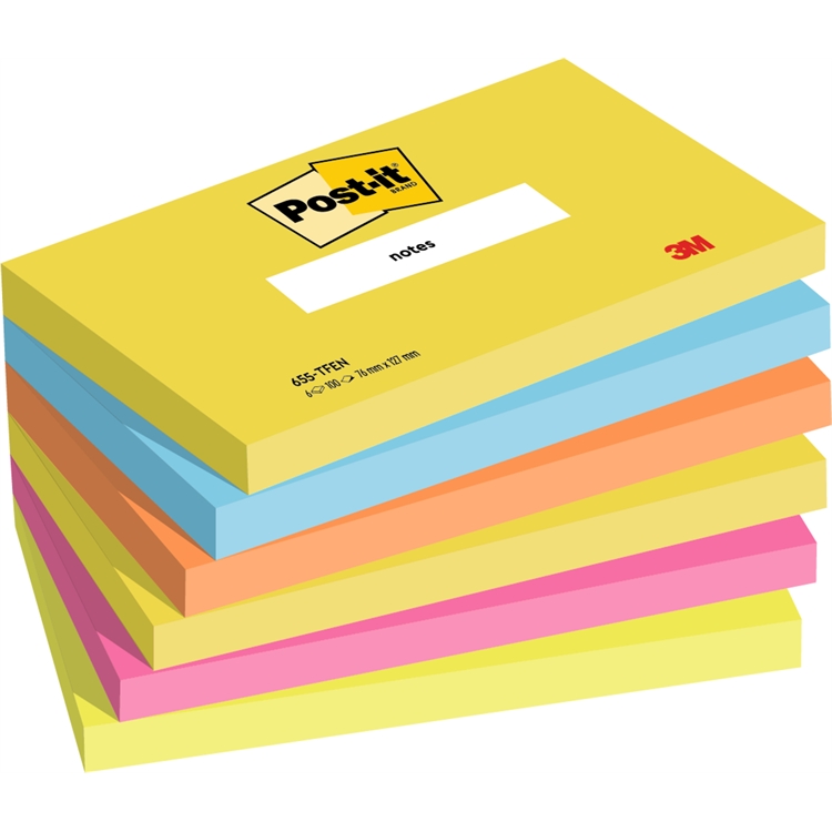 Viestilappu Post-it Energetic 655 76x127mm 6 kpl