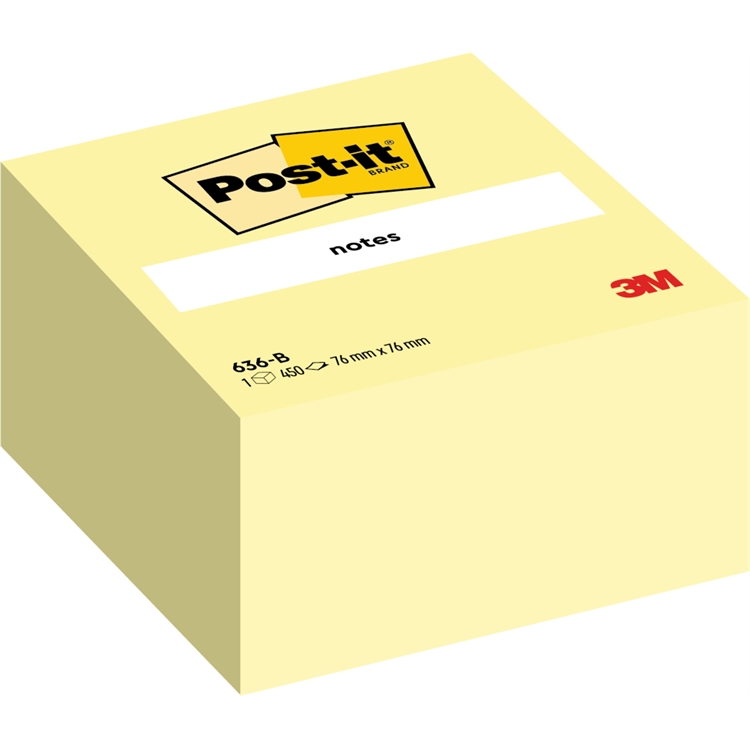 Viestilappukuutio Post-it 636-B 76x76mm keltainen