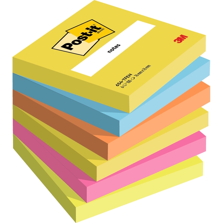 Viestilappu Post-it Energetic 654 76x76mm neonvärit 6 kpl