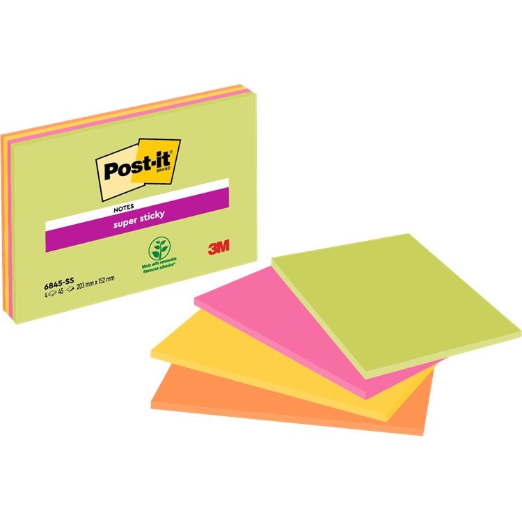 Viestilappu Post-it Super Sticky 152x203mm 4 kpl