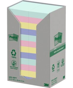 Viestilappu Post-it Recycled 38x51mm pastellivärit 24 kpl