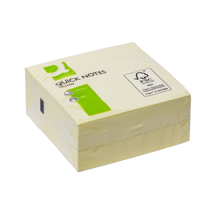 Viestilappukuutio Q-CONNECT 76x76mm FSC keltainen