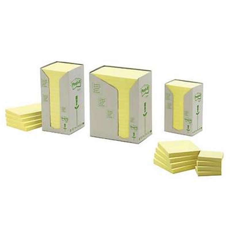 Viestilappu Post-it Recycled 653 38x51mm keltainen 24 kpl
