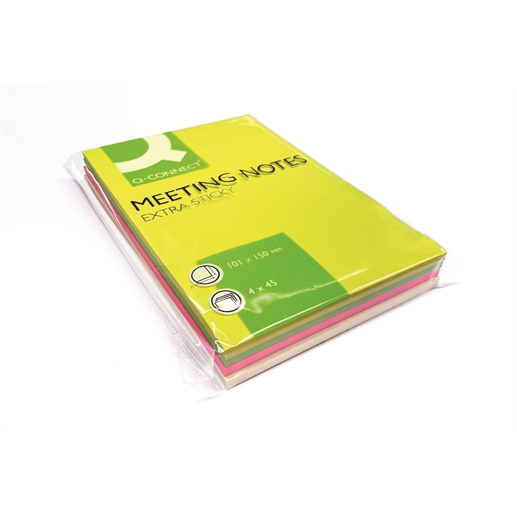 Viestilappu Q-CONNECT Extra Sticky 101x150mm FSC 4 väriä