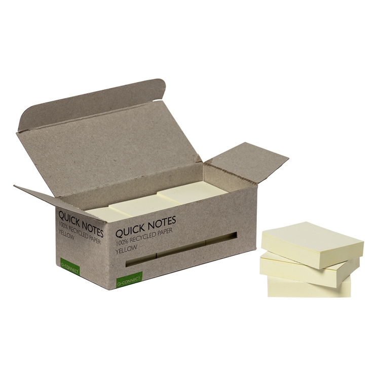 Viestilappu Q-CONNECT Recycled FSC 38x51mm keltainen /12