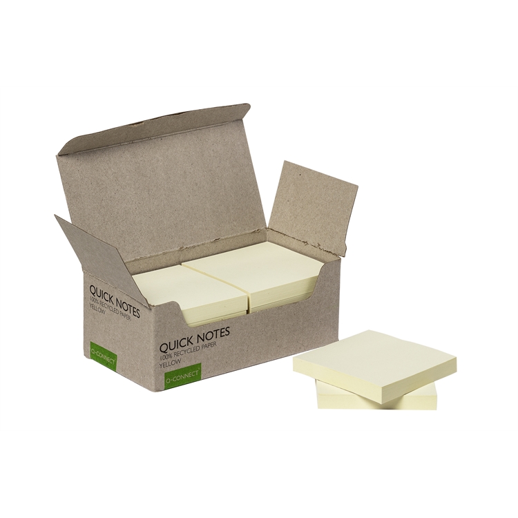 Viestilappu Q-CONNECT Recycled FSC 76x76mm keltainen /12