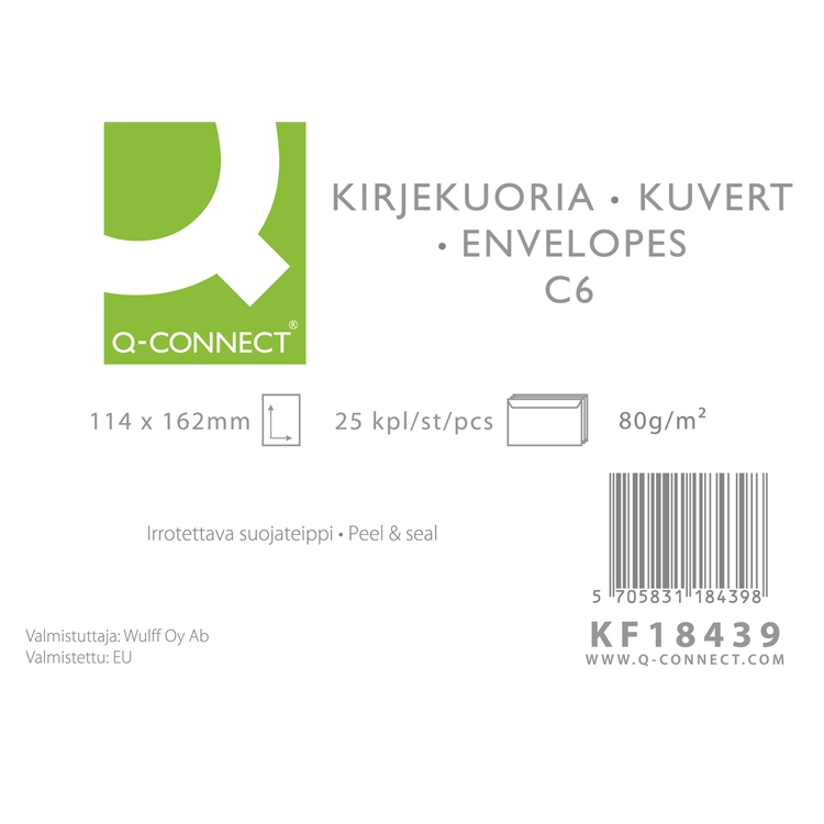 Tarrakuori Q-CONNECT C6 80G valkoinen /25