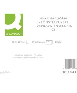 Isoikkunakuori Q-CONNECT C5 80G valkoinen 60 x 90 mm /25