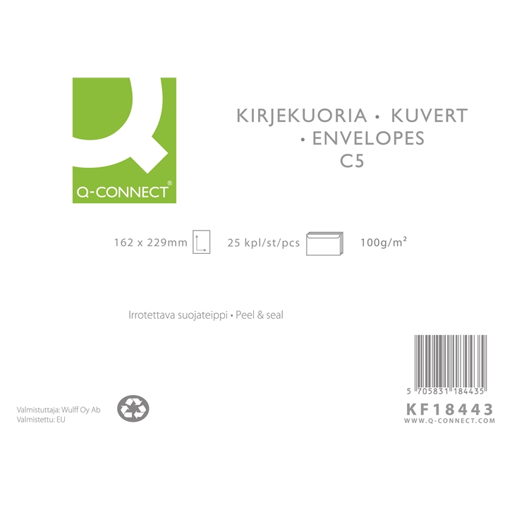 Tarrakuori Q-CONNECT C5 100G ruskea uusiopaperi /25