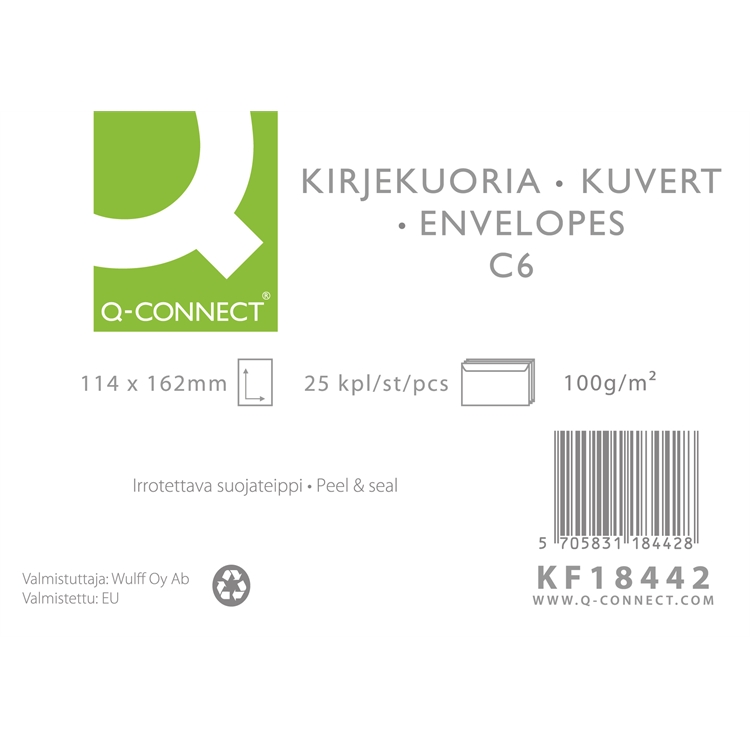 Tarrakuori Q-CONNECT C6 100G ruskea uusiopaperi /25