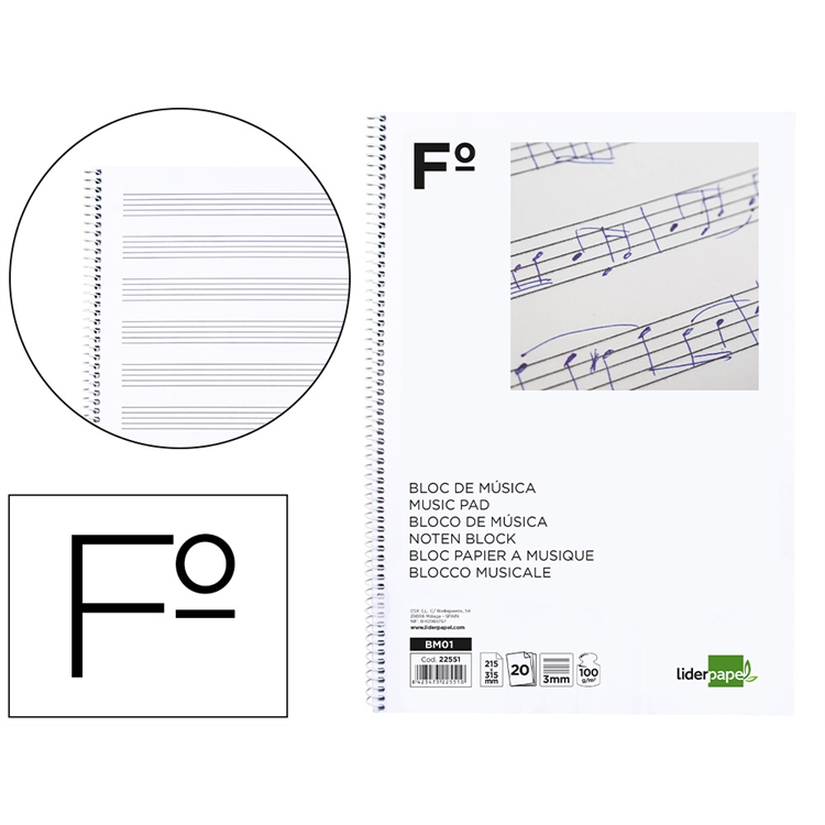 Nuottivihko Liderpapel A4+/20 100G