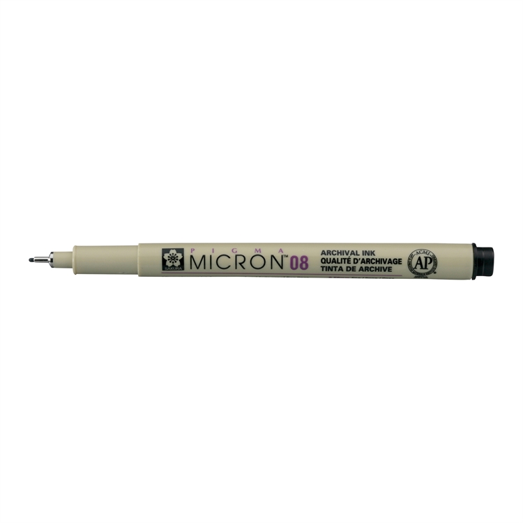 Kuitukärkikynä Sakura Micron 08 musta arkistokelpoinen