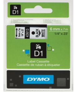 Tarrakasetti DYMO D1 43613 6 mm valkoinen/musta