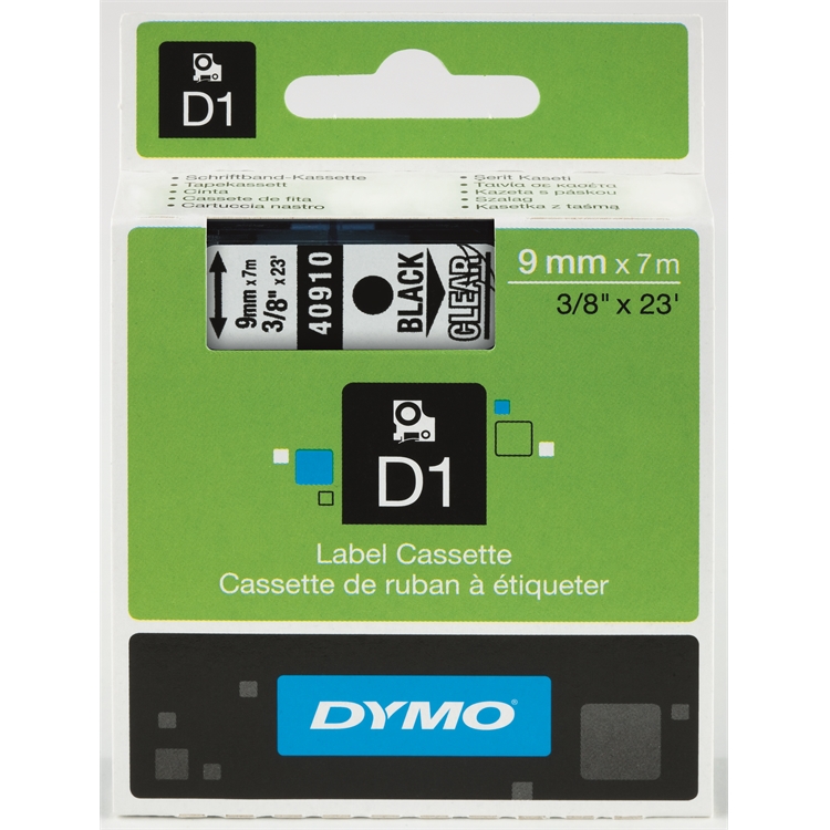Tarrakasetti DYMO D1 40910 9 mm kirkas/musta