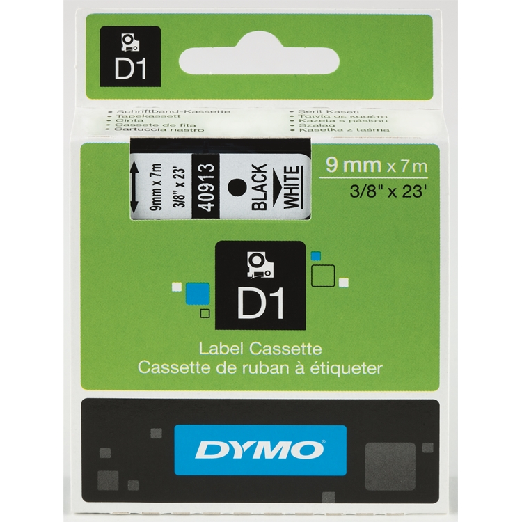 Tarrakasetti DYMO D1 40913 9 mm valkoinen/musta