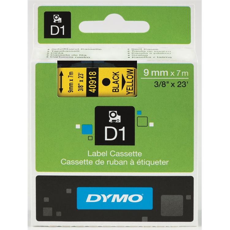 Tarrakasetti DYMO D1 40918 9 mm keltainen/musta