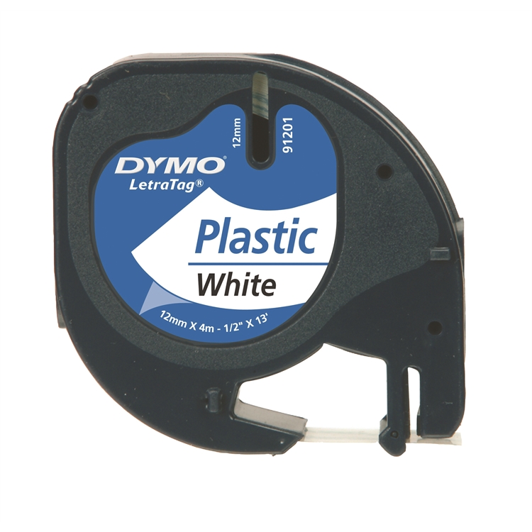 Tarrakasetti DYMO Letratag S0721660 12 mm x 4 m valk/musta