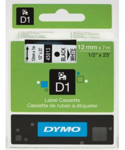 Tarrakasetti DYMO D1 45013 12 mm valkoinen/musta