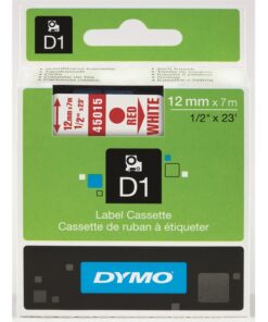 Tarrakasetti DYMO D1 45015 12 mm valkoinen/punainen