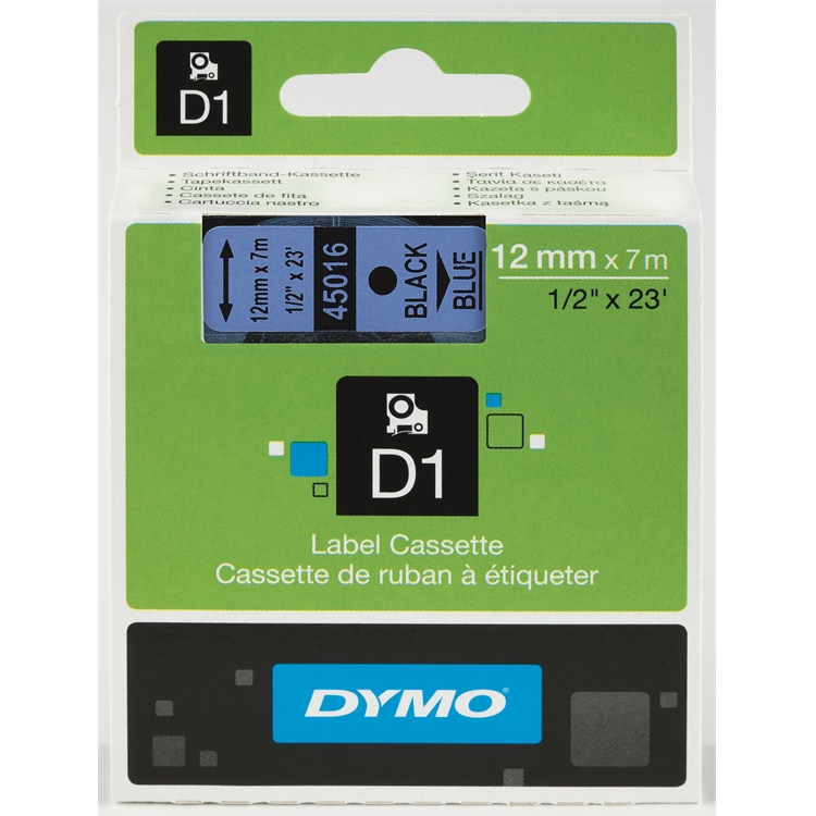 Tarrakasetti DYMO D1 45016 12 mm sininen/musta