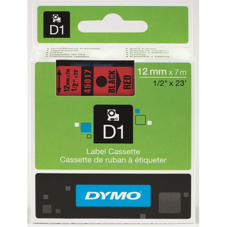 Tarrakasetti DYMO D1 45017 12 mm punainen/musta