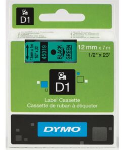 Tarrakasetti DYMO D1 45019 12 mm vihreä/musta