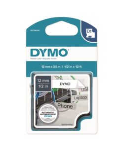 Tarrakasetti DYMO Nylon D1 12 mm valkoinen/musta
