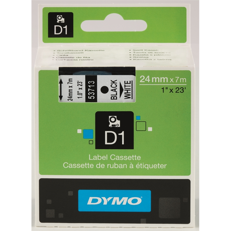 Tarrakasetti DYMO D1 53713 24 mm valkoinen/musta