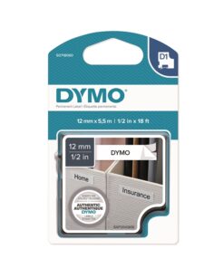 Tarrakasetti DYMO Polyesteri D1 12 mm valkoinen/musta