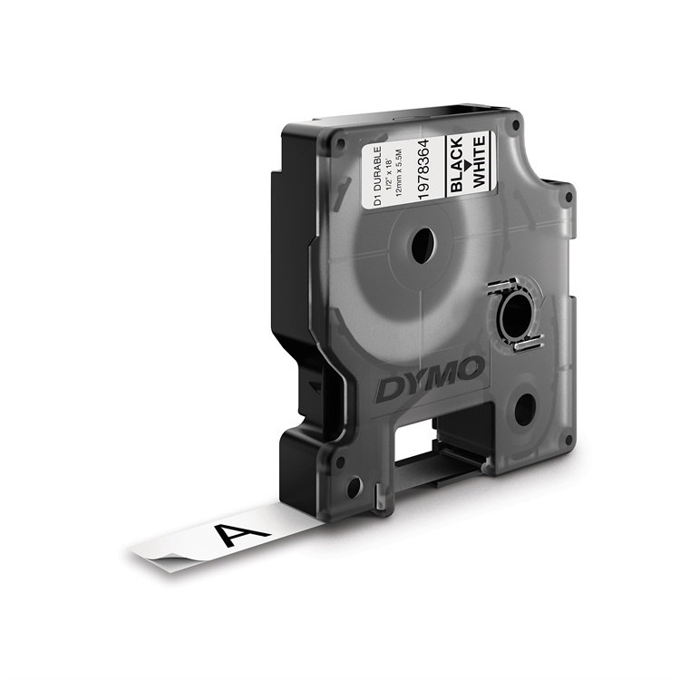 Tarrakasetti DYMO Durable D1 12 mm valkoinen/musta
