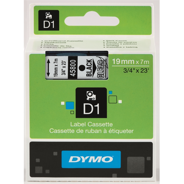 Tarrakasetti DYMO D1 45800 19 mm kirkas/musta