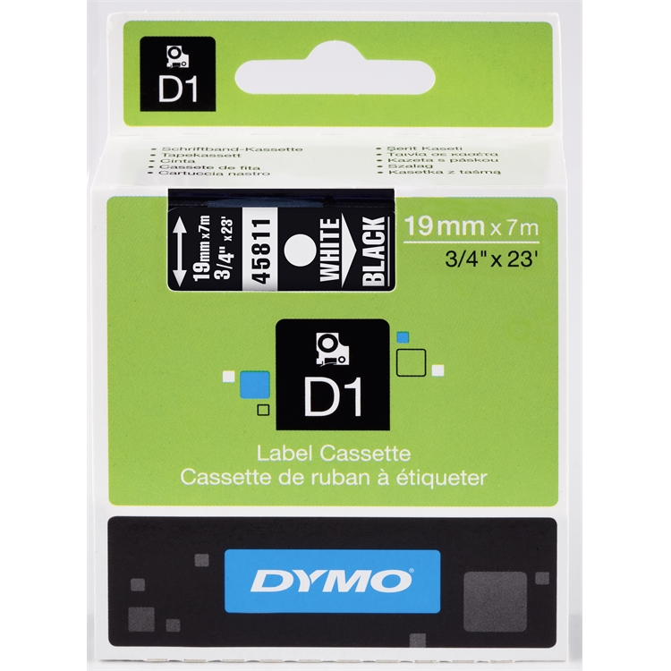 Tarrakasetti DYMO D1 45811 19 mm musta/valkoinen
