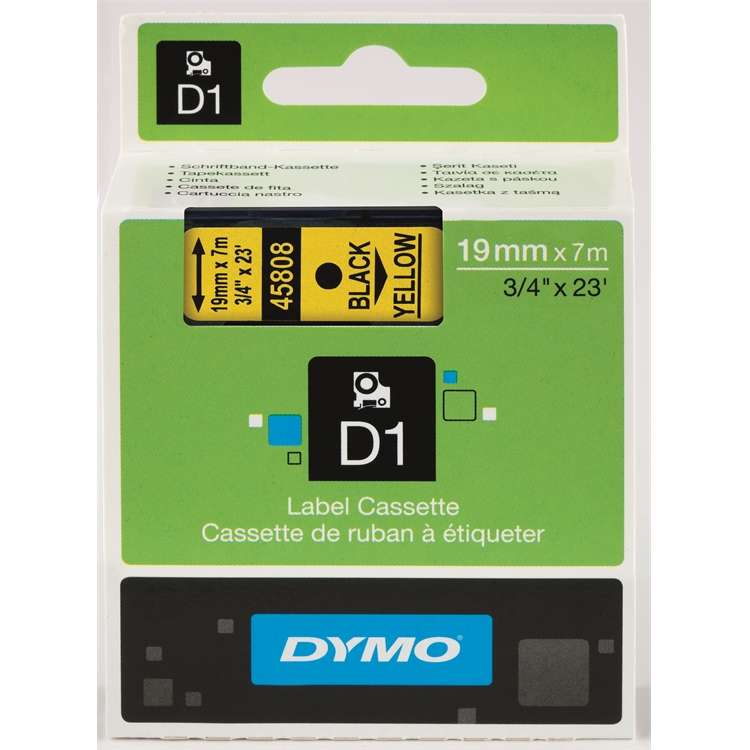Tarrakasetti DYMO D1 45808 19 mm keltainen/musta