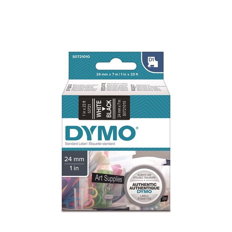 Tarrakasetti DYMO D1 53721 24 mm musta/valkoinen