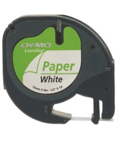 Tarrakasetti DYMO Letratag 91220 12 mm x 4 m valkoinen/musta