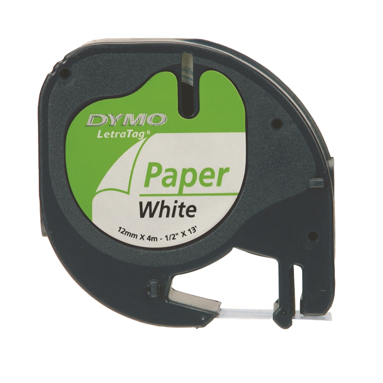 Tarrakasetti DYMO Letratag 91220 12 mm x 4 m valkoinen/musta
