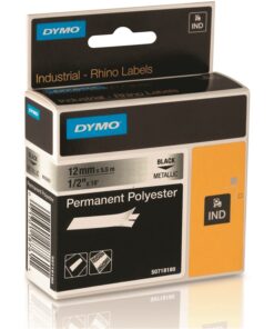 Tarrakasetti DYMO Rhino 18486 12 mm musta/metallinharmaa