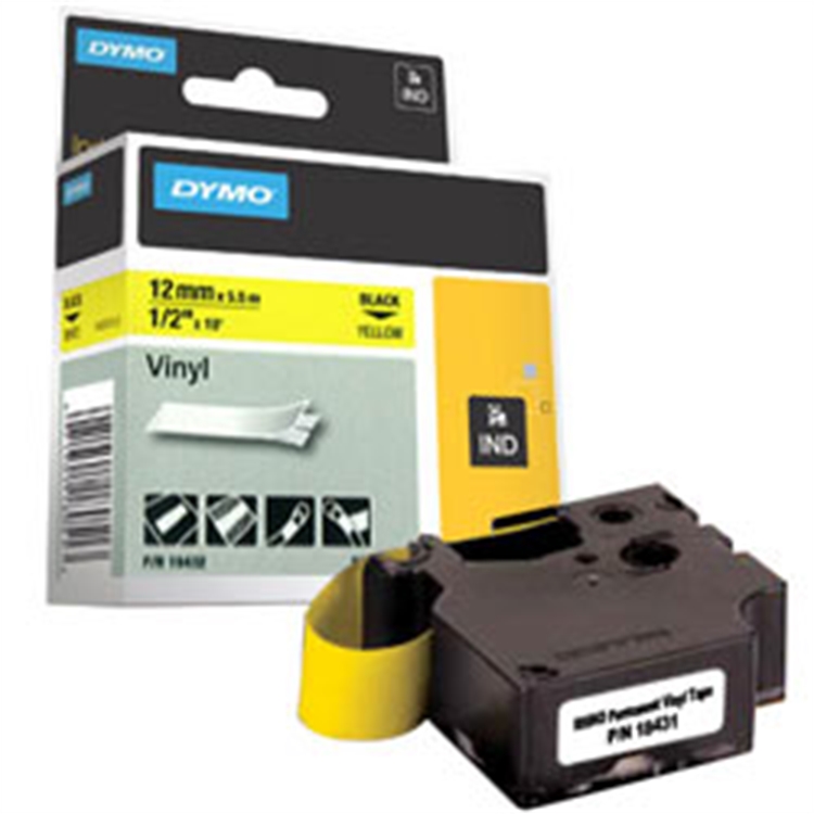Tarrakasetti DYMO Rhino Vinyyli 18432 12 mm keltainen/musta