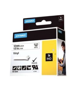 Tarrakasetti DYMO Rhino Vinyyli 18444 12 mm valkoinen/musta