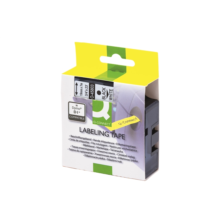 Tarrakasetti Q-CONNECT DYMO D1 45803 19 mm valkoinen/musta
